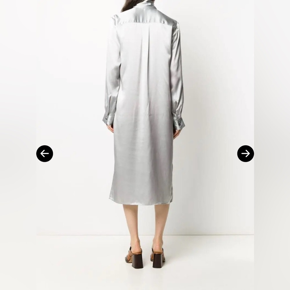 Ann Demeulemeester Silk Satin Tied Button Down Casual Relaxed Shirt Midi Dress - Picture 2 of 10